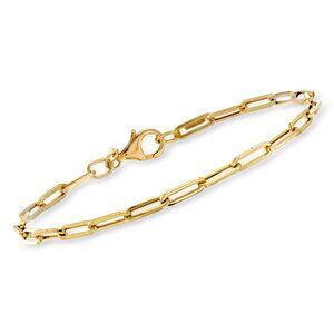 14K Solid Yellow Gold Paperclip Link Bracelet Ross-Simons Italy 8 in Paper Clip